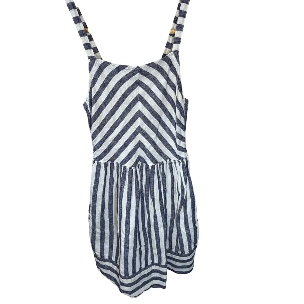 Carters Girls Blue White Striped Linen Blend Sundress Size 10 Nautical Summer